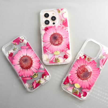 【現品限り】押し花  iPhoneケース　ガーベラ