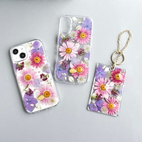 押し花カード入れ　ＩＣカード/社員証等 マーガレット