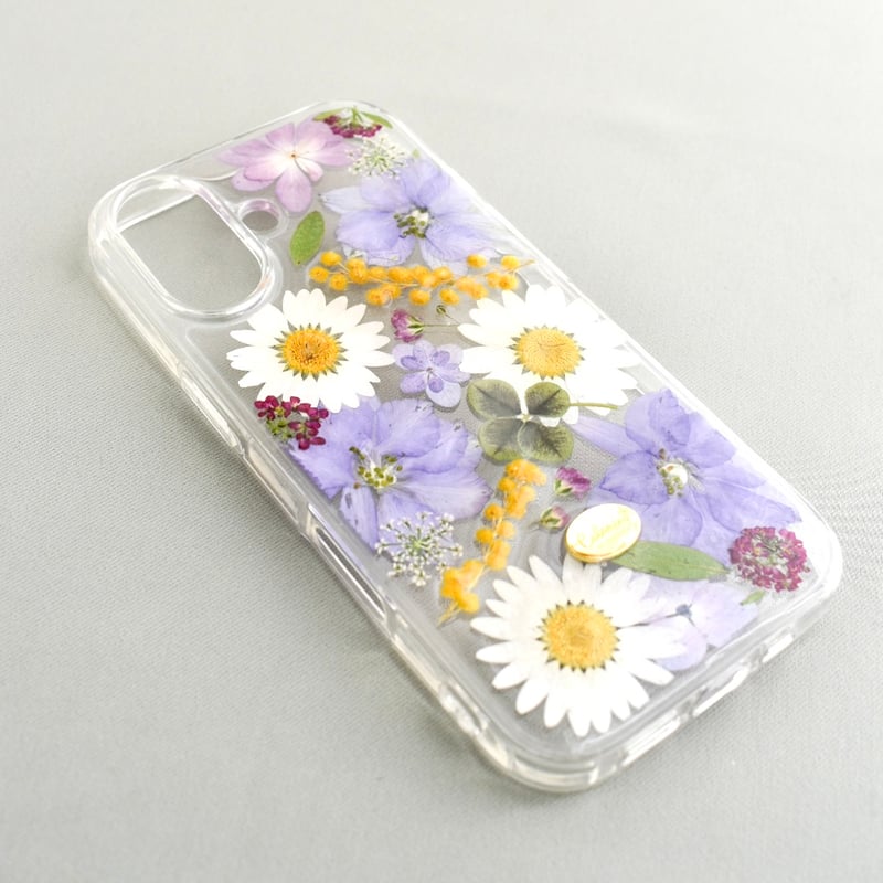 押し花 iPhoneケース 小花パープル | Coloring