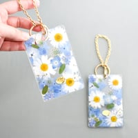 押し花カード入れ/ICカード. あじさい×ノースポール