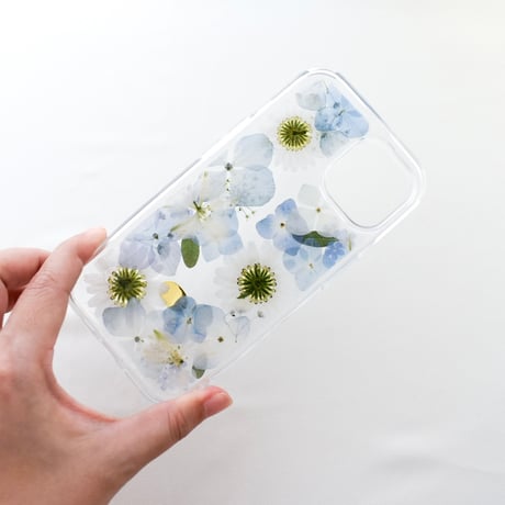 押し花 iPhoneケース　あじさい×ノースポール