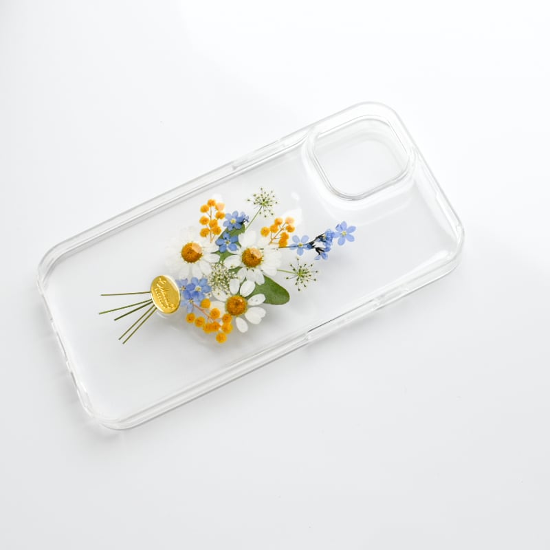 押し花 iPhone ケース ミモザ 花束 | Coloring