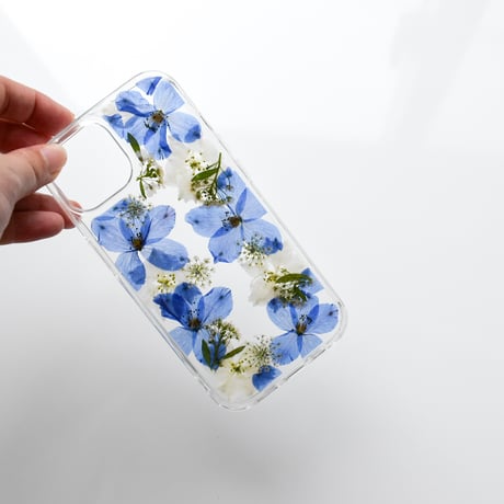 押し花  iPhone ケース　デルフィニウム