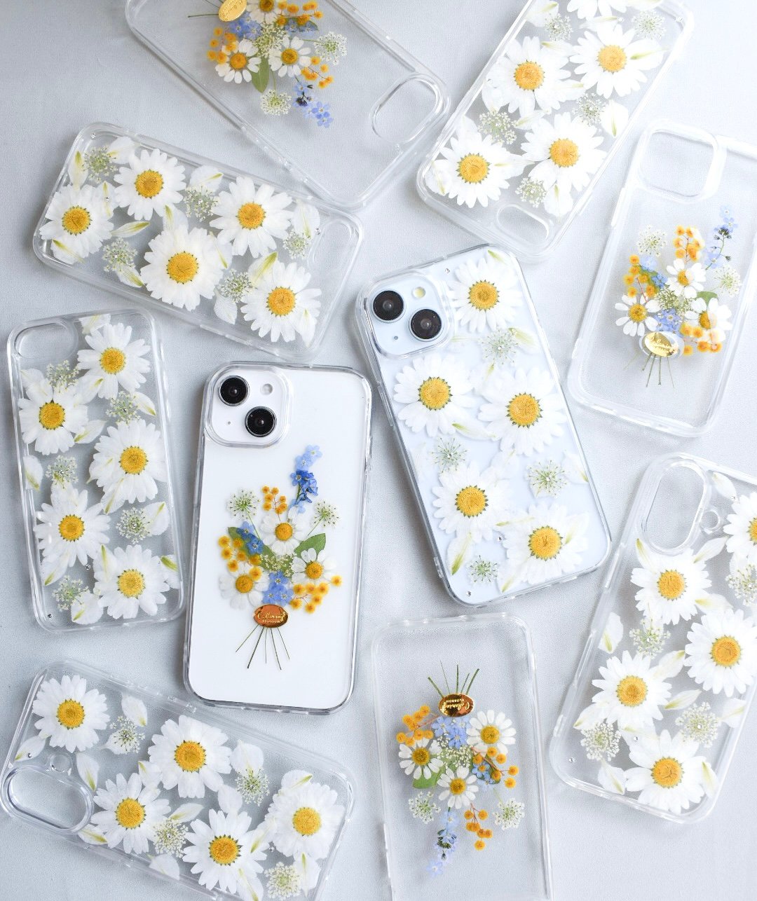 押し花 iPhone ケース ミモザ 花束 | Coloring