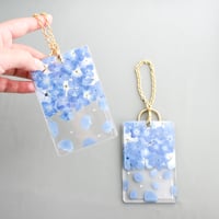 押し花カード入れ　ＩＣカード/社員証等　あじさい-水色