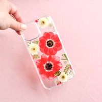 押し花  iPhoneケース　アネモネ(赤×赤)