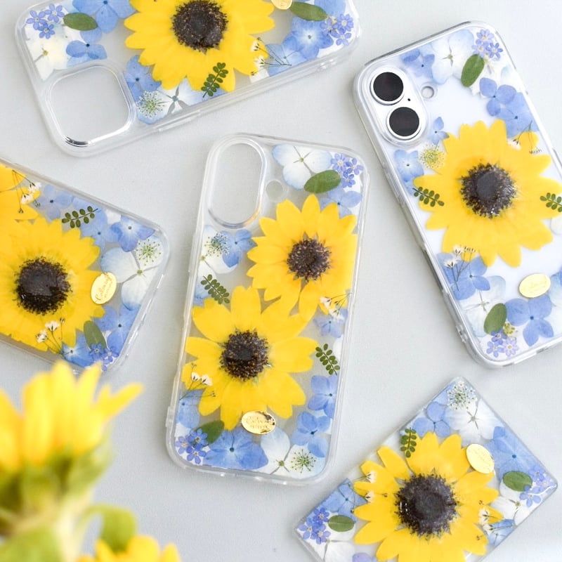 押し花 iPhone ケース ひまわり | Coloring