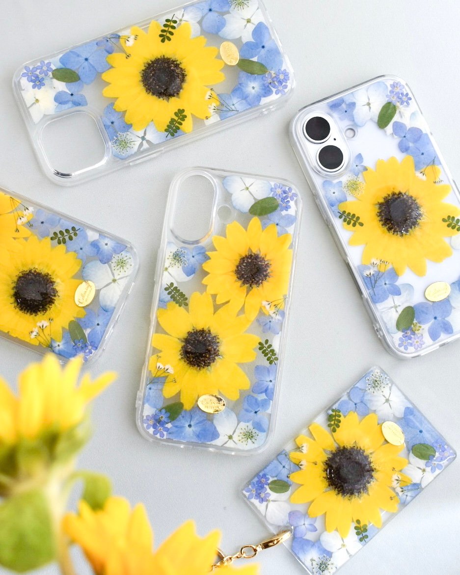 押し花 iPhone ケース ひまわり | Coloring