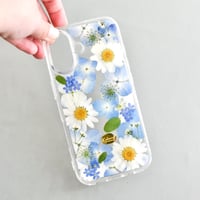 押し花  iPhoneケース　あじさい水色
