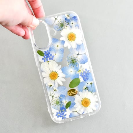 押し花 iPhoneケース　あじさい×ノースポール