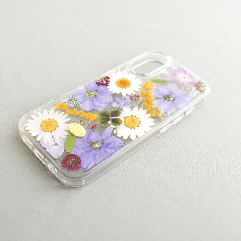 押し花 iPhoneケース 小花パープル | Coloring