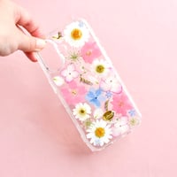 押し花  iPhone ケース　小花(Pink)