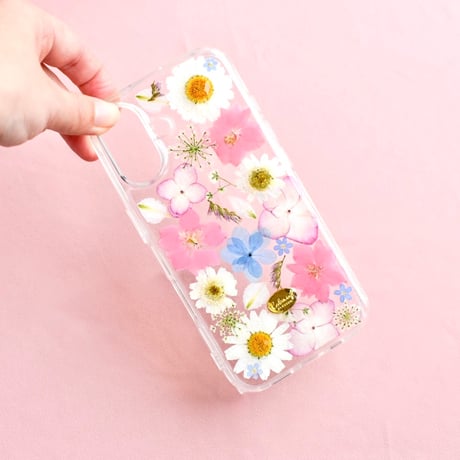 押し花  iPhone ケース　小花(Pink)