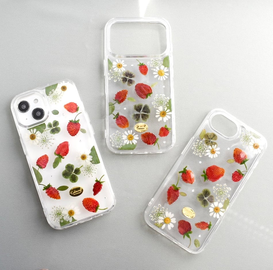 現品限り】押し花 iPhoneケース ワイルドストロベリー | Coloring