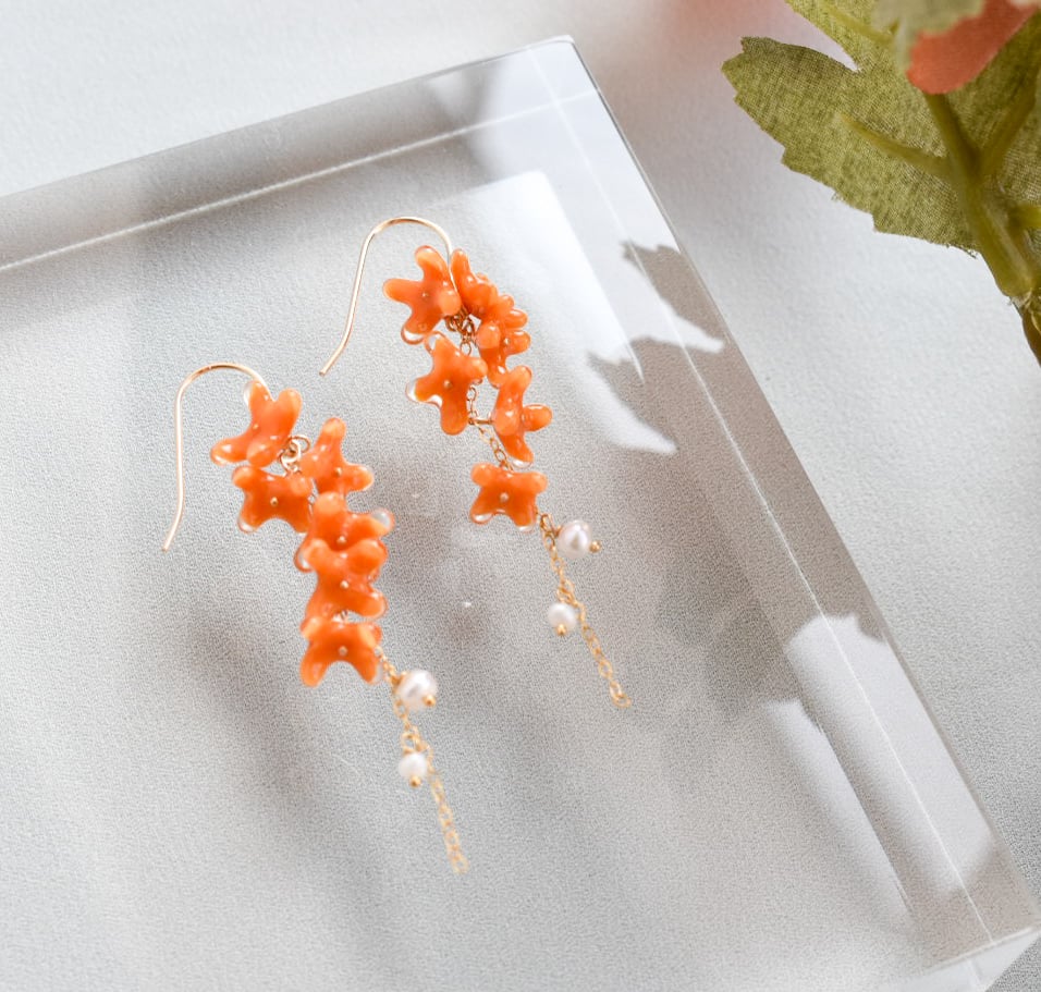 金木犀×淡水パールピアス 14kgf | Coloring