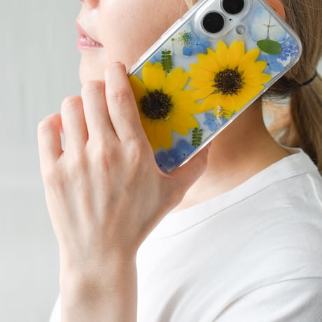 押し花 iPhone ケース　ひまわりspecial