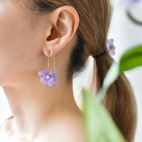あじさい花束(パープル)×淡水パールピアス