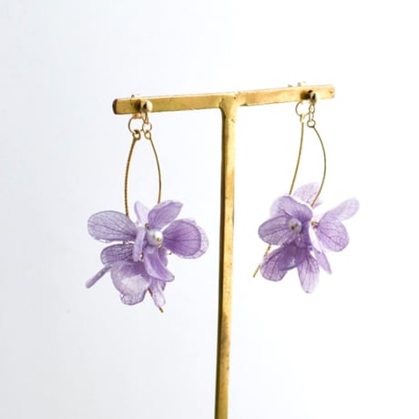 あじさい花束(パープル)×淡水パールピアス