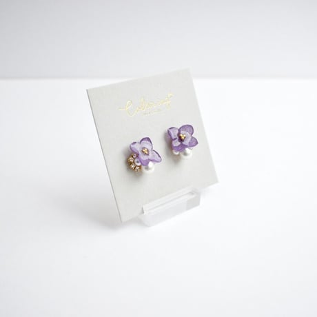 あじさいピアス（藤色）