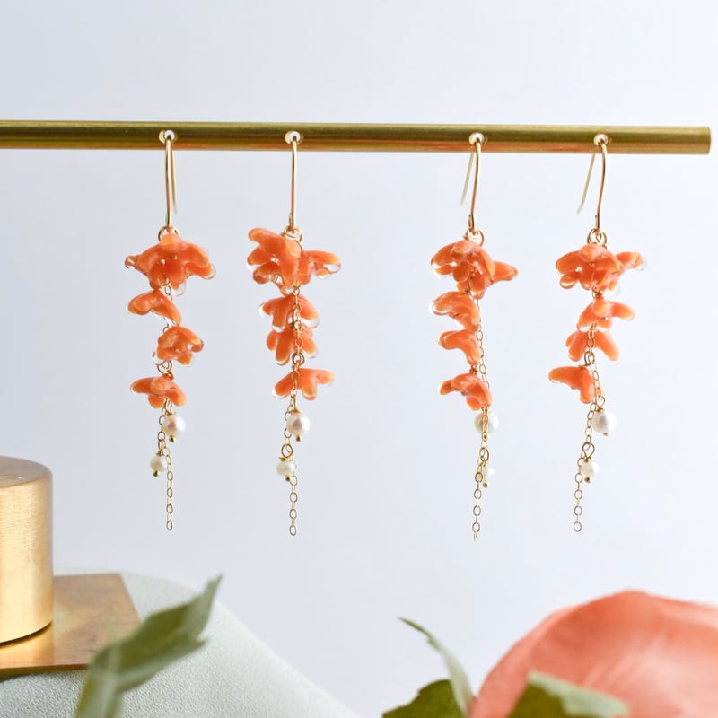 金木犀×淡水パールピアス 14kgf | Coloring