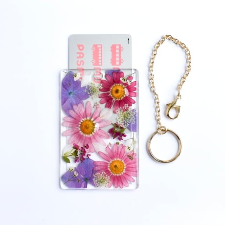 押し花カード入れ　ＩＣカード/社員証等 マーガレット