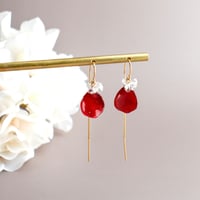 バラ×ハーキマーダイヤモンド ピアス 14kgf