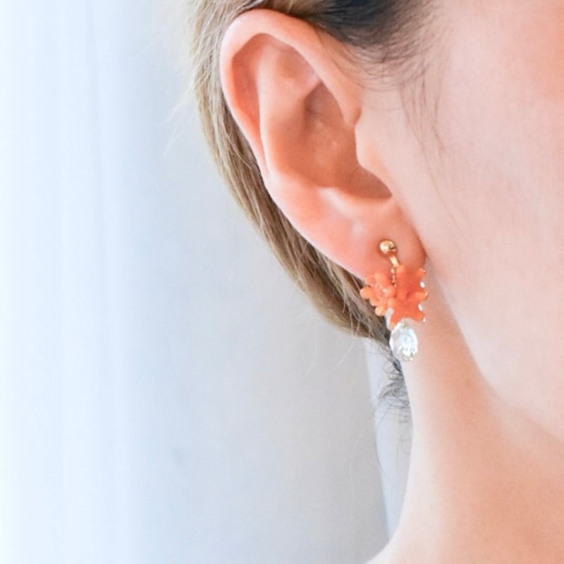 金木犀×グリーンアメジスト イヤリング | Coloring