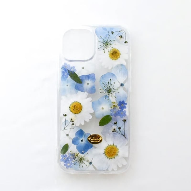 押し花 iPhoneケース あじさい水色 | Coloring