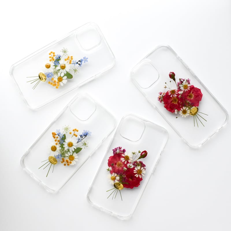 押し花 iPhone ケース ミモザ 花束 | Coloring