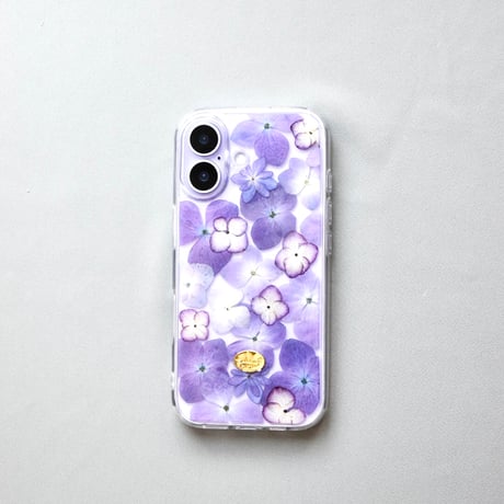 押し花 iPhone ケース　紫陽花