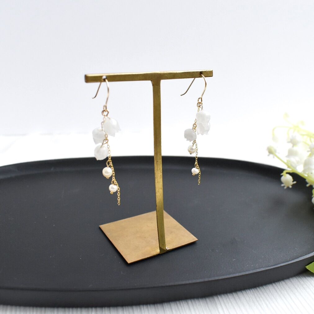 すずらん×淡水パールピアス 14kgf | Coloring