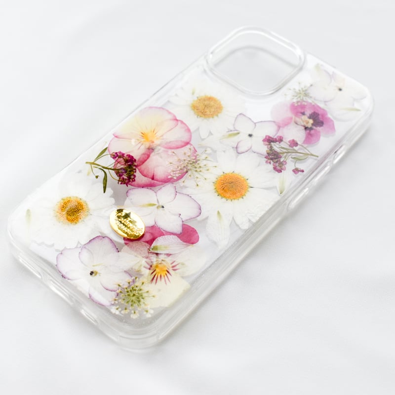 押し花iPhoneケース ビオラ×あじさい(pink) | Coloring