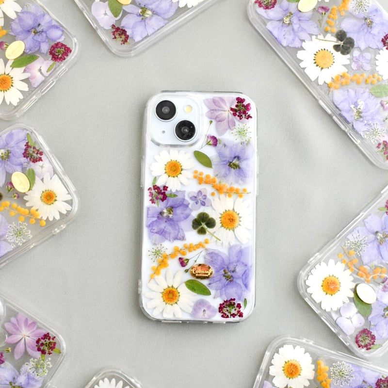 aileenページ⭐︎押し花ケース 押し花 iPhoneケース 小花パープル | Coloring