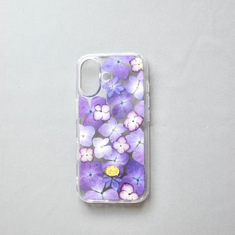 押し花 iPhone ケース　紫陽花