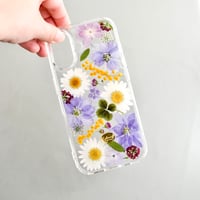 押し花  iPhoneケース　小花パープル
