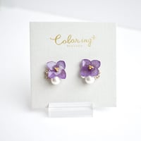 あじさいピアス（藤色）