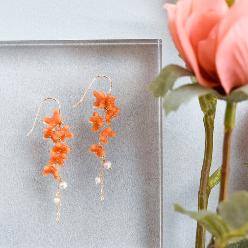 金木犀×淡水パールピアス 14kgf | Coloring