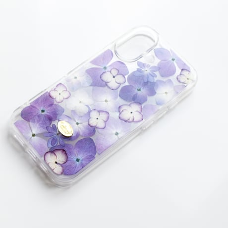 押し花 iPhone ケース　紫陽花