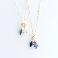 【選べるColor】勿忘草ドロップ×天然石ネックレス 14kgf