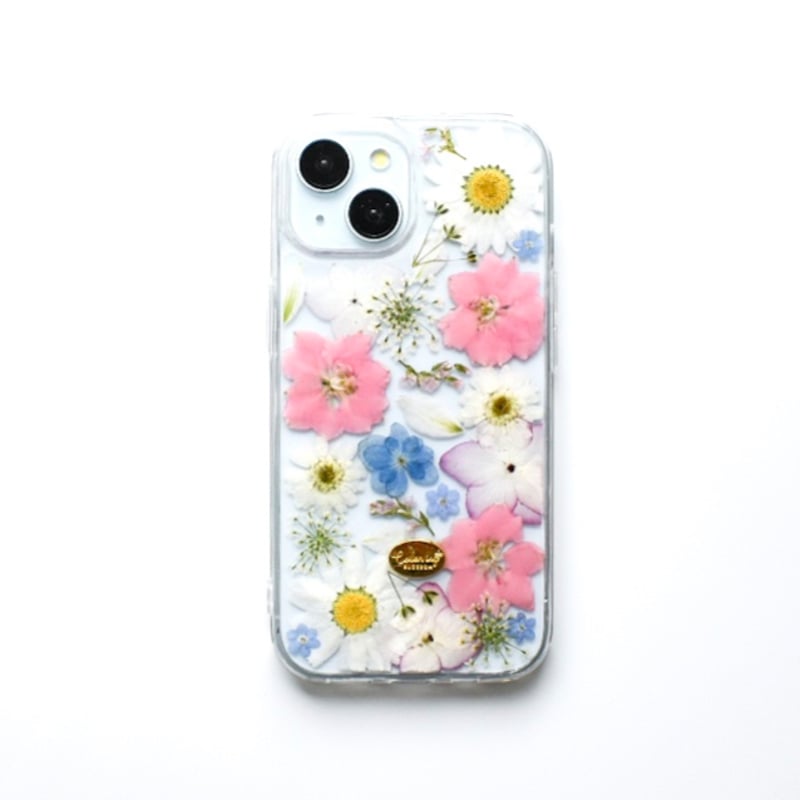押し花 iPhone ケース 小花(Pink) | Coloring