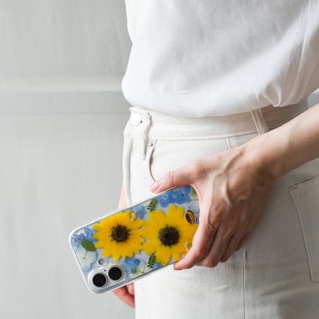 押し花 iPhone ケース　ひまわりspecial