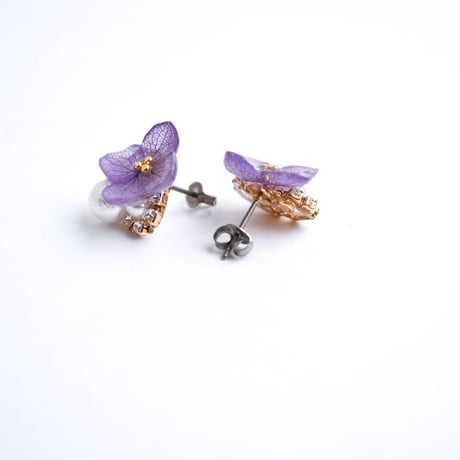 あじさいピアス（藤色）