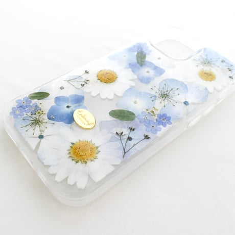 押し花 iPhoneケース　あじさい×ノースポール