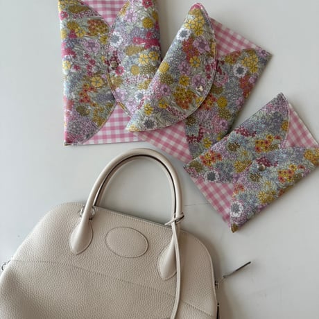 ELAN フラットポーチ 3点セット　ピンク