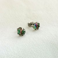 cattic/ヴィンテージアイリスガラスのピアス