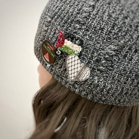 【パレスチナ支援】寄付付き ビーズ刺繍ブローチ