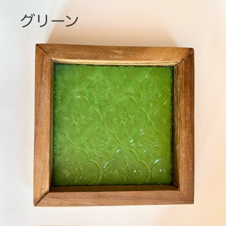 ウッド&エンボスガラス コースター