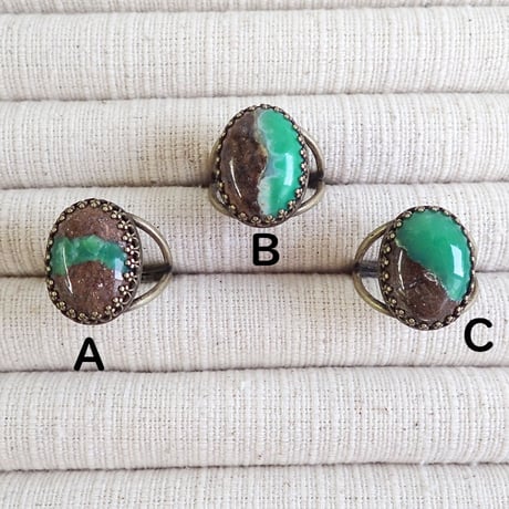 cattic/gemstone oval ring/ボルダークリソプレーズ