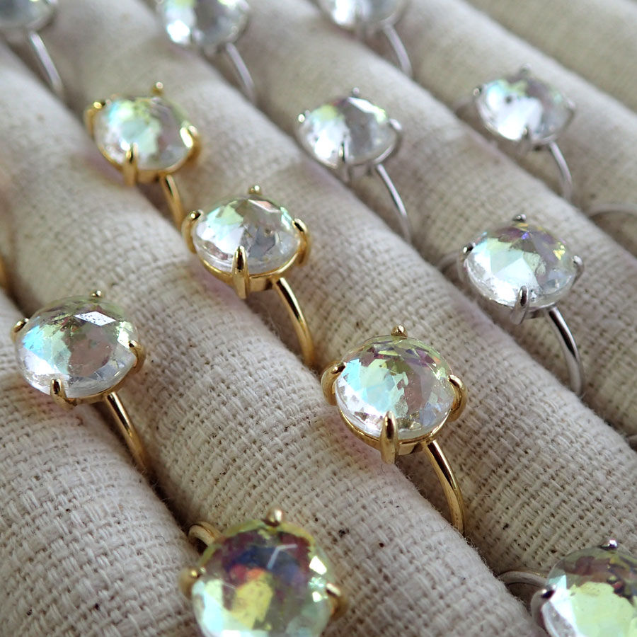 ローズカット リング ブルーローズカットダイヤモンドV字リング|MONAコレクション