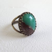 cattic/gemstone oval ring/ボルダークリソプレーズ